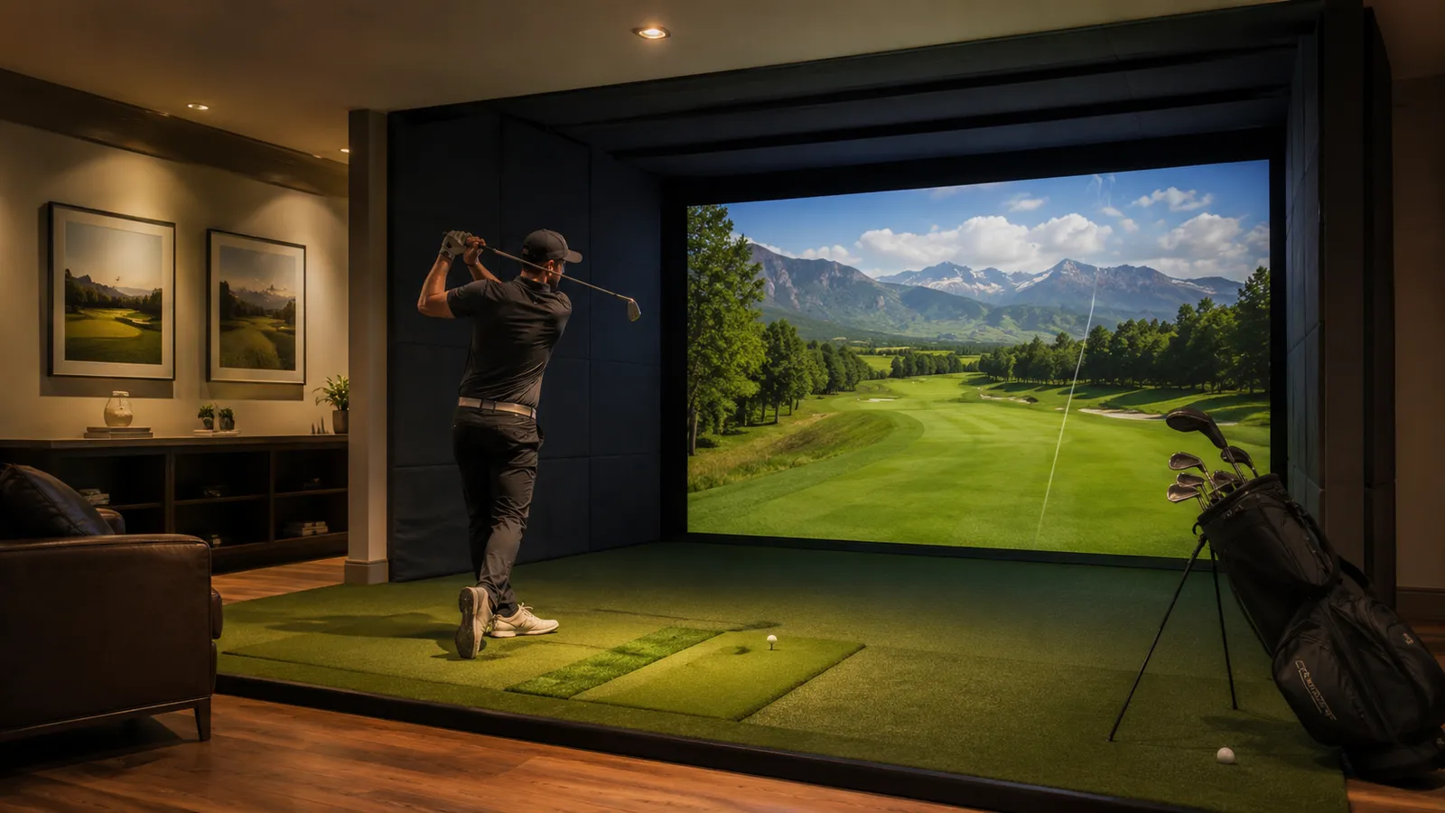 A golf simulator bay